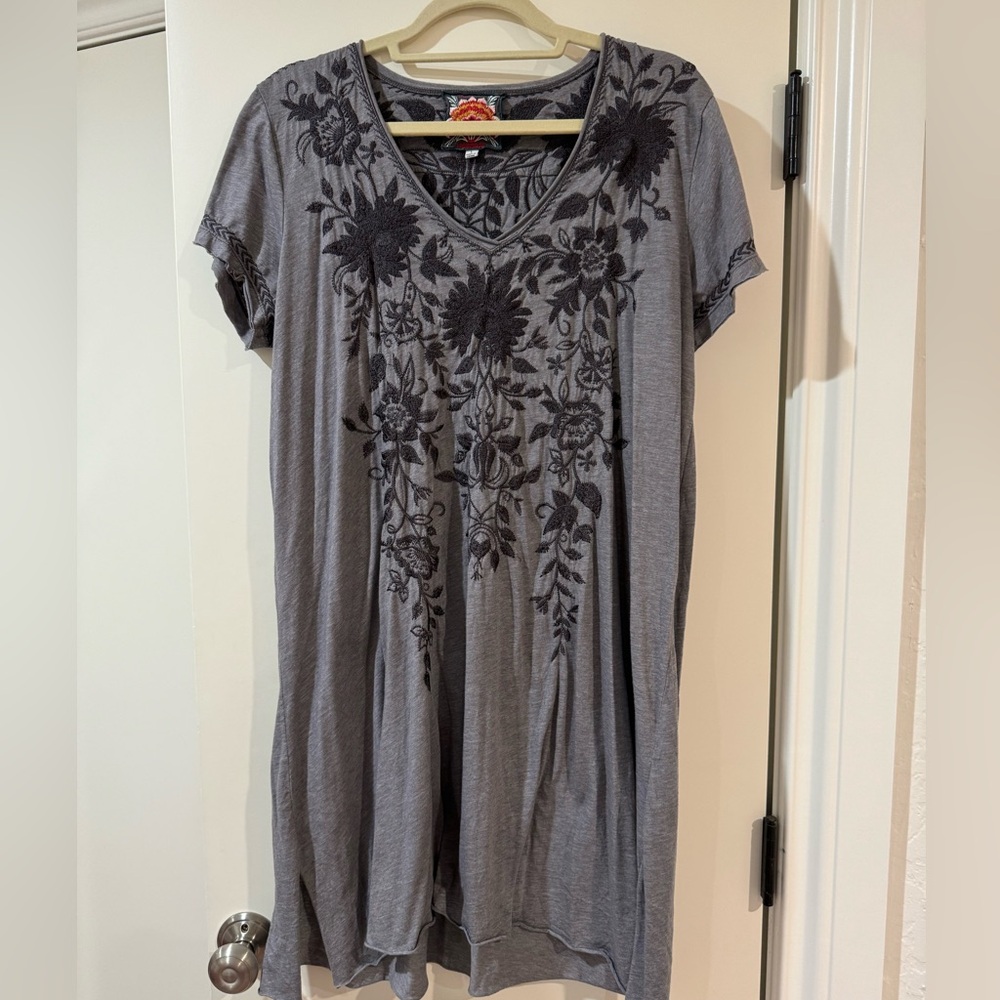 Johnny Was grey cotton embroidered Dress